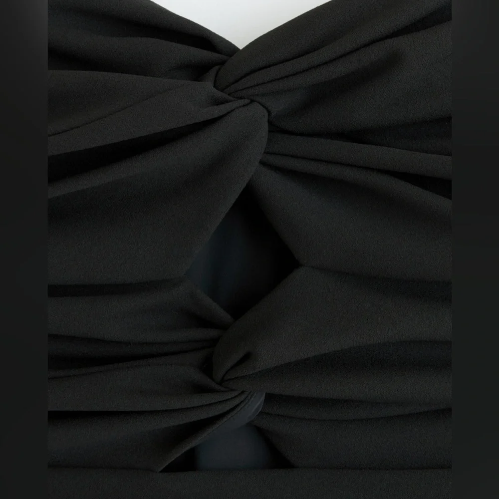 *NWT* Abercrombie & Fitch Ruched Front Cutout Asymmetrical Midi Dress, Size SP - Picture 2 of 14